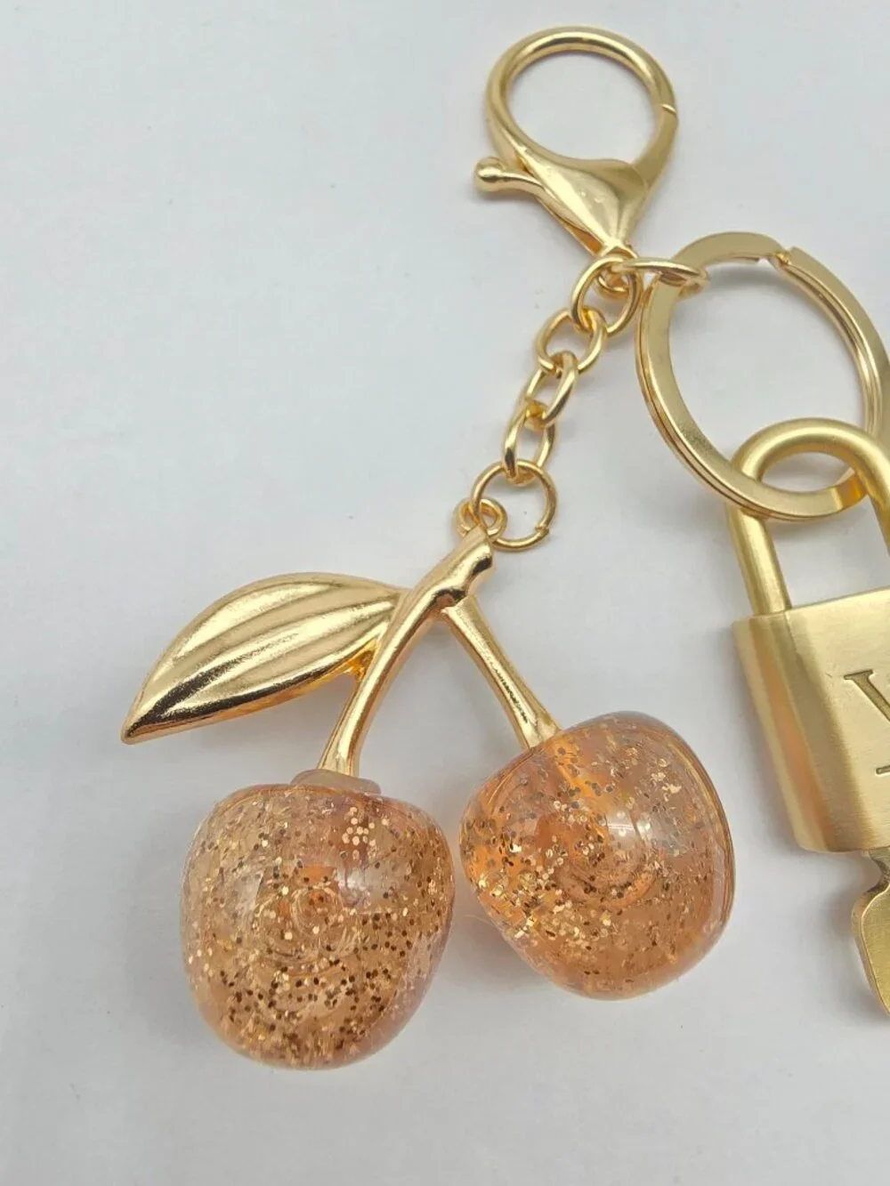 Authentic Louis Vuitton Gold Padlock 🔒 Key Set w/ Unbranded Cherry Bag Charm